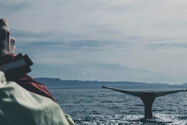 a man standing next to a body of water